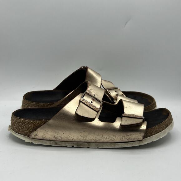 Birkenstock Shoes - Birkenstock Arizona Rose Gold Womens Size 41 Us 9.5 Leather Soft Footbed Sandal